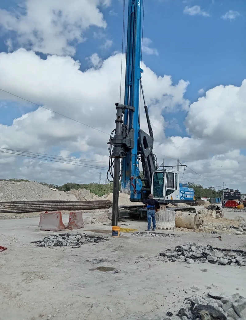 Tren Maya · inclusiones rígidas para mejoramiento del terreno · vista general de la perforadora
